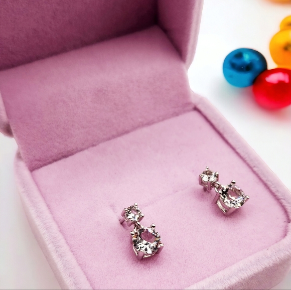 Dual Crystal 925 Silver earrings - Picture 4 of 8